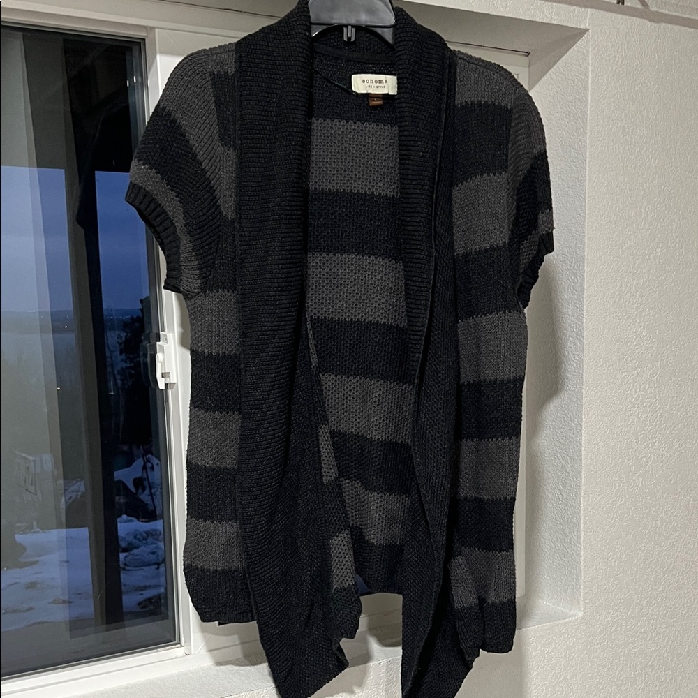 Forever 21 Black and Gray Striped Cardigan